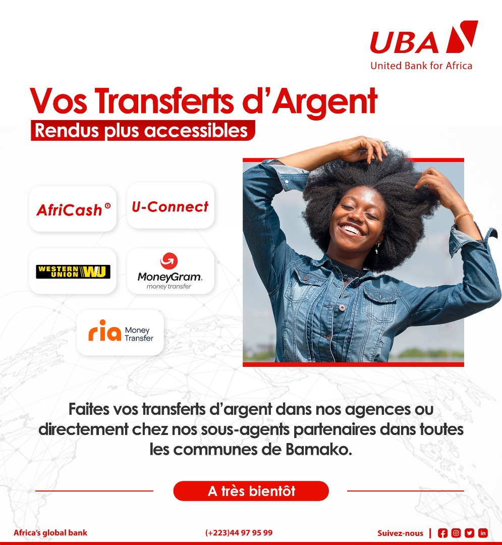 UBA_Mali's tweet photo. Avec les produits de transfert d'argent rapide de UBA Mali, la rentrée scolaire est garantie.💼📚
Faites sourire ceux que vous aimez en leur envoyant de l'argent 💸 dans toutes nos agences et chez nos sous-agents partenaires.
#UbaMali #AfricasGlobalBank #Remittences #UConnect #WesternUnion #AfriCash #RIA #MoneyGram #rentréescolaire2023