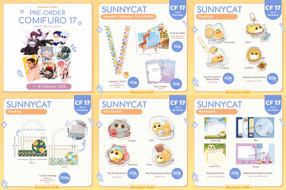 nadhh20's tweet photo. (RT's are appreciated!✨)
Halo~ Open PO BATCH 1 #comifuro17 sudah dibuka! Khusus untuk SunnyCat Product &amp; Acrylic Base! 
🗓️1 October - 15 October
#GenshinImpact #HonkaiStarRail #PLAVE

🗒️Form Order: https://t.co/pTIg7IkBEB
ℹ️Informasi: @sunnycat_studio
#cf17catalogue #cf17 https://t.co/tGgRI3268j