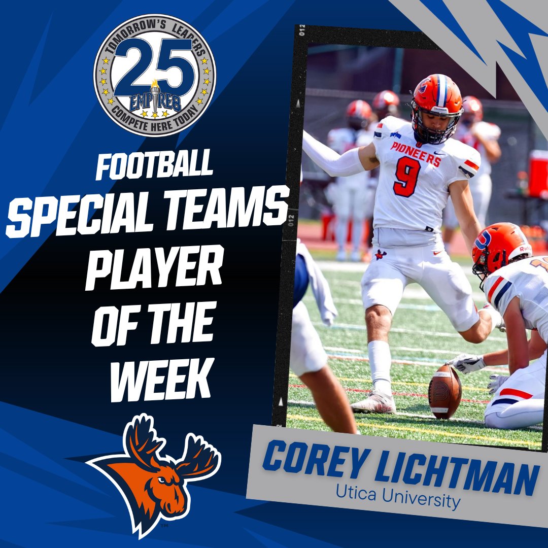 Congrats to our #E8 Football Weekly Award Winners! Offensive Player of the Week Zac Boyes @RedDragonPride Defensive Player of the Week Louie Usera @BportAthletics Special Teams Player of the Week Corey Litchman @Utica_Pioneers #E8Proud #LeadersCompeteHere #E825