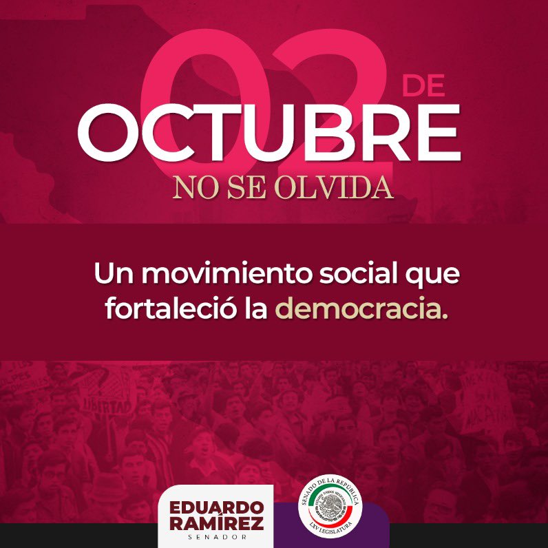 ramirezlalo_'s tweet photo. ¡2 de octubre no se olvida!

Conmemoramos 55 años de un movimiento que amplió el camino de la democracia. 

Esta lucha social fue clave en los cambios que hoy han contribuido a la transformación de un mejor México.  🇲🇽 https://t.co/A5omtn4EBH