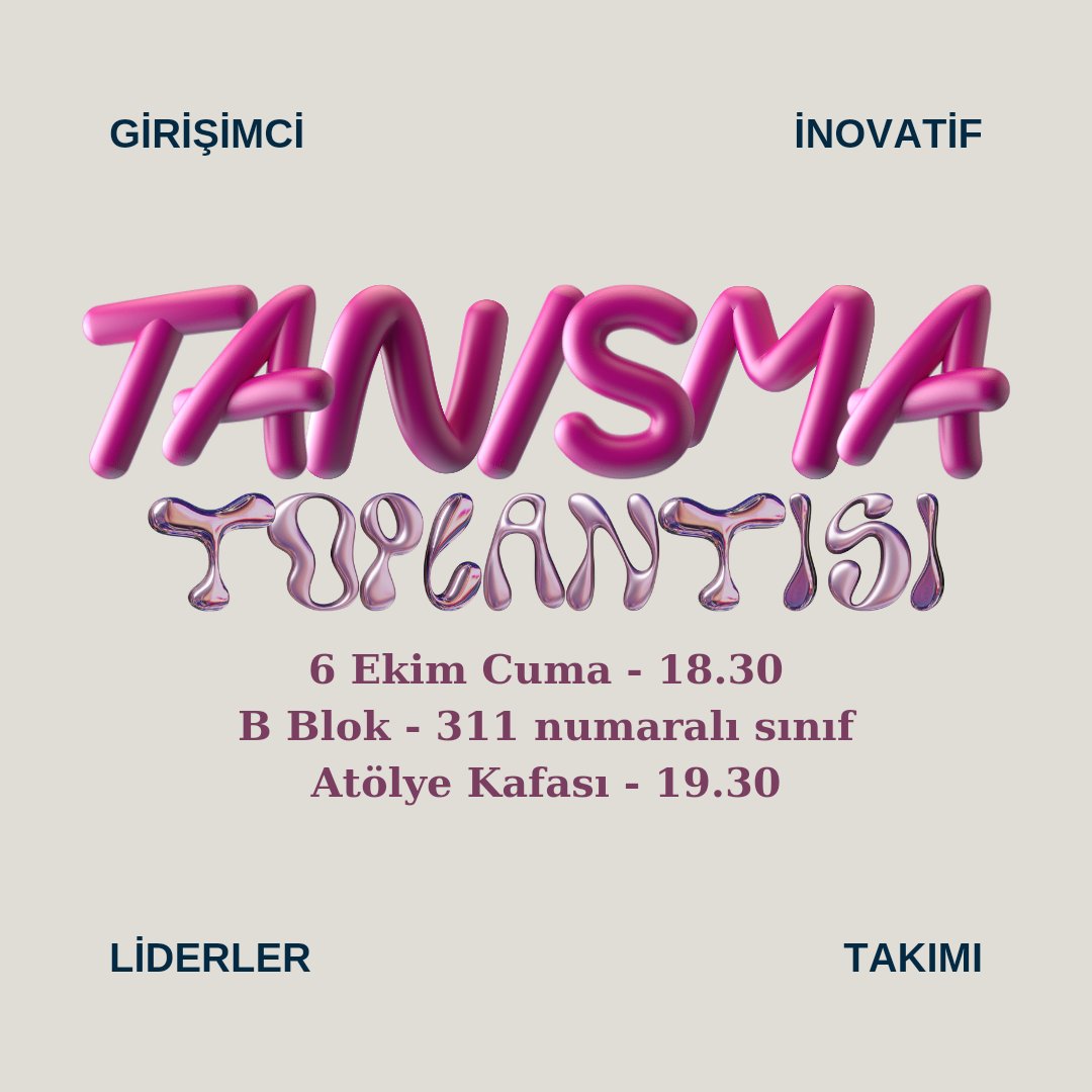 Merhaba Sevgili Takipçilerimiz! 🤗

İlk başta B311'de buluşacağımız ardından ise Atölye Kafası'na geçeceğimiz tanışma toplantımızda kulübümüzü daha yakından tanıma fırsatı bulacak,  kulübümüzün amaçları ve faaliyetleri hakkında bilgi sahibi olacaksınız.

#KHAS #khasgilt