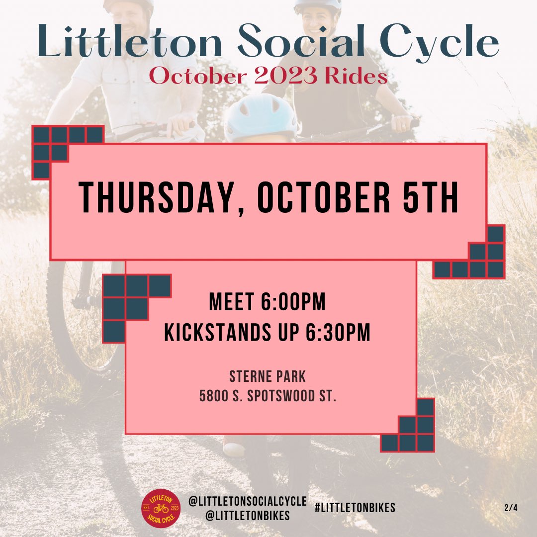 LittletonBikes's tweet photo. Season one of LSC is drawing to a close. Enjoy one last month with us before winter break! October ‘23 rides will be on the first Thursday, third Thursday, and the last Sunday of the month. On the Sunday October 29th ride, wear your Halloween costume!!
#littletonbikes https://t.co/b9lAL6KuVX