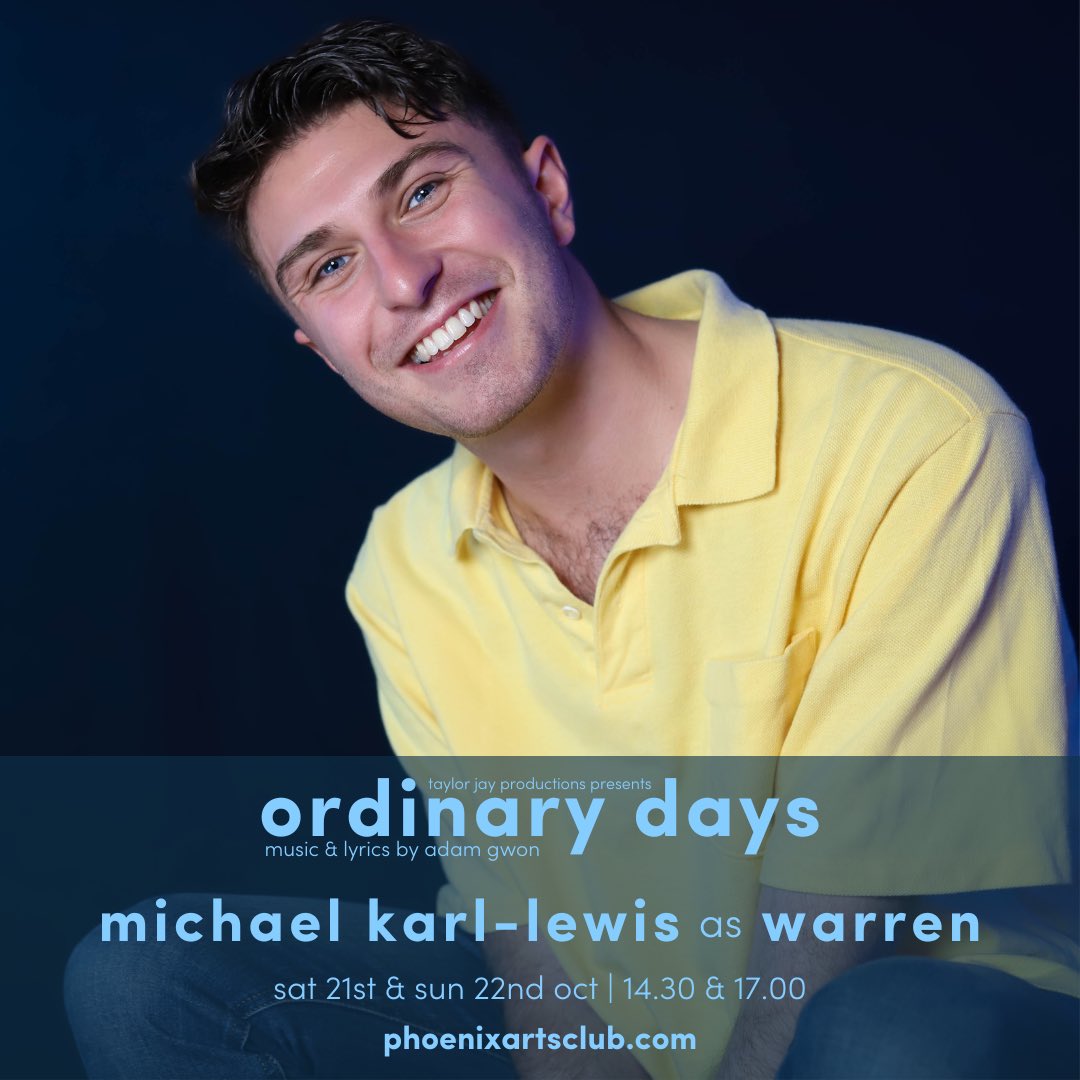 So excited to be playing Warren in Ordinary Days @ Phoenix Arts Club this October. A musical by Adam Gwon that tells the story of four New Yorkers whose lives intersect as they search for fulfillment, happiness, love and cabs. Ticket link - phoenixartsclub.com/events/ordinar… ❤️