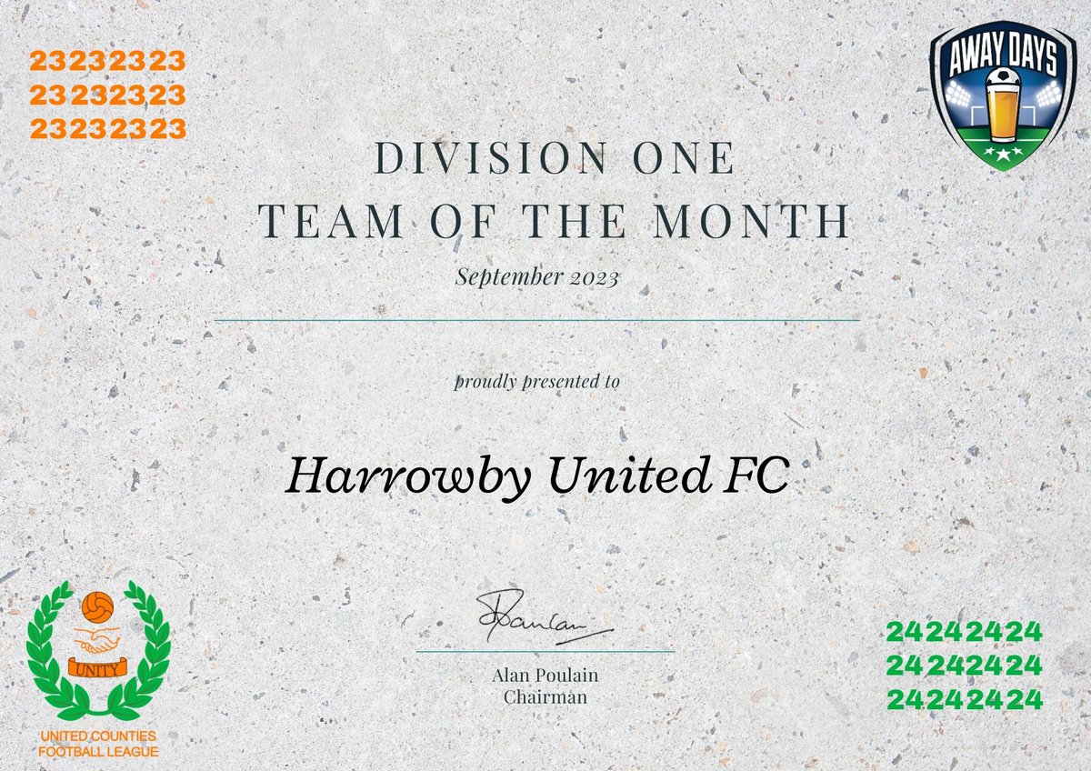 UCL (@utdcos) on Twitter photo 📣 <a href="/AwayDaysBeer/">Away Days Beer Company</a> September Awards🏆
Congratulations to <a href="/harrowbyutd1949/">Harrowby United FC</a> who are this month's Division One Team of the Month 👏
They win the award with 6 wins and a draw from 7 matches👏 📣 <a href="/AwayDaysBeer/">Away Days Beer Company</a> September Awards🏆
Congratulations to <a href="/harrowbyutd1949/">Harrowby United FC</a> who are this month's Division One Team of the Month 👏
They win the award with 6 wins and a draw from 7 matches👏