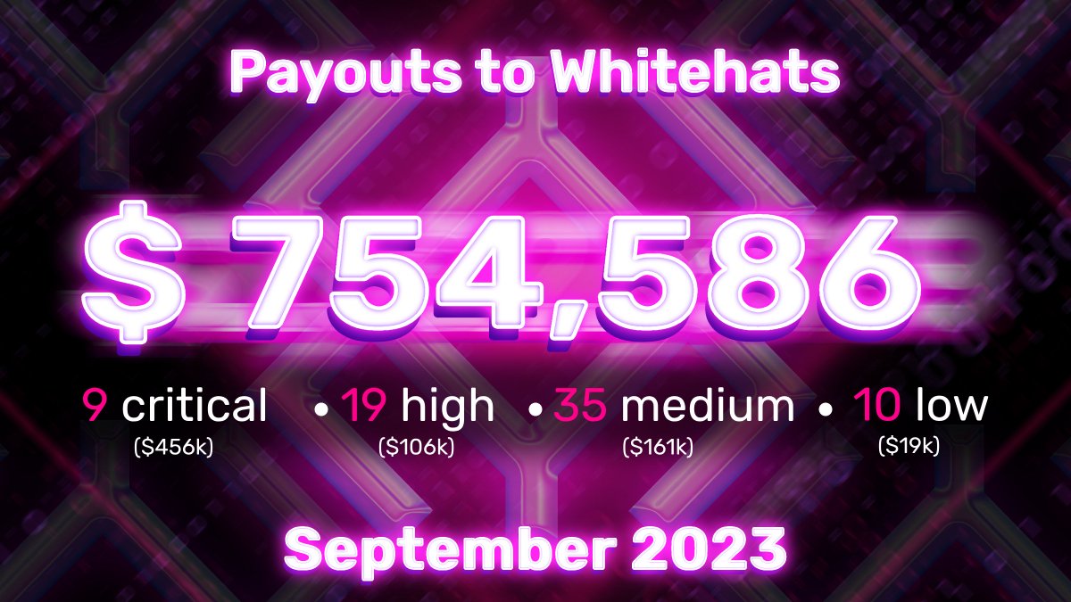 #ImmunefiStats

Solid job from whitehats on Immunefi in September!

It's not just crits and highs that whitehats find...