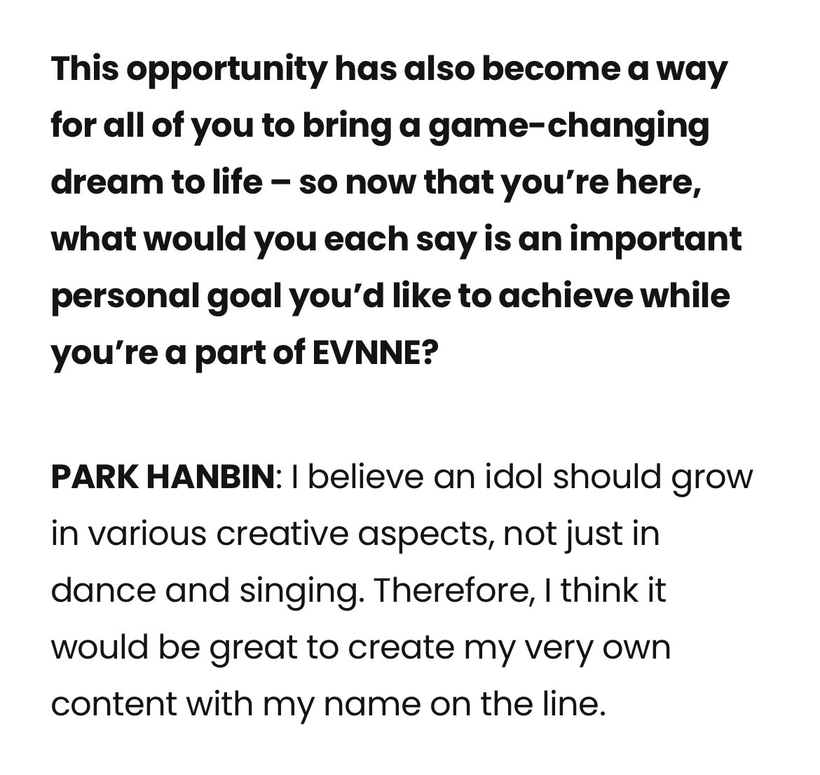 PHBGLOBAL's tweet photo. [📄] Vanity Teen EVNNE: K-pop’s New, Brightly Burning Stars

🦊 "I wish to stay as a great performer even off the stage, someone who can spread EVNNE’s charms and messages..."

Source : https://t.co/UWIKPLEBXT

#PARKHANBIN #박한빈
#EVNNE #이븐 https://t.co/NoAEAVWPig