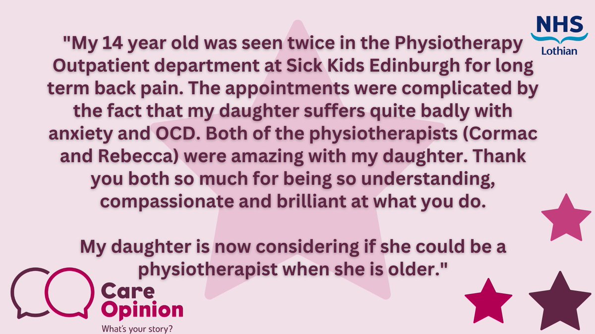 A parent has shared their daughter's amazing care story in the Physiotherapy Outpatient department at the Royal Hospital for Children and Young People. 🗣️Share yours here: ow.ly/zaiC50JUz9a