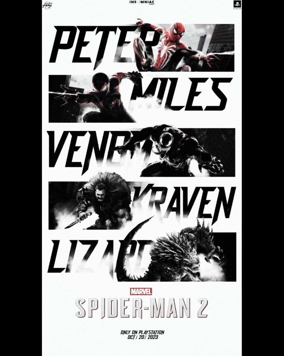 TheUnanimous1's tweet photo. Spider-Man 2 hype! I don't have a PS5 yet but still this game is looking good all round. Super excited for everyone that gets to enjoy it in a few days.

#ItsUnanimousEdits #GraphicDesign #picsart #SpiderMan2 #SpiderMan2Edit #insomniacgames #psshare https://t.co/95WwAPCDsQ