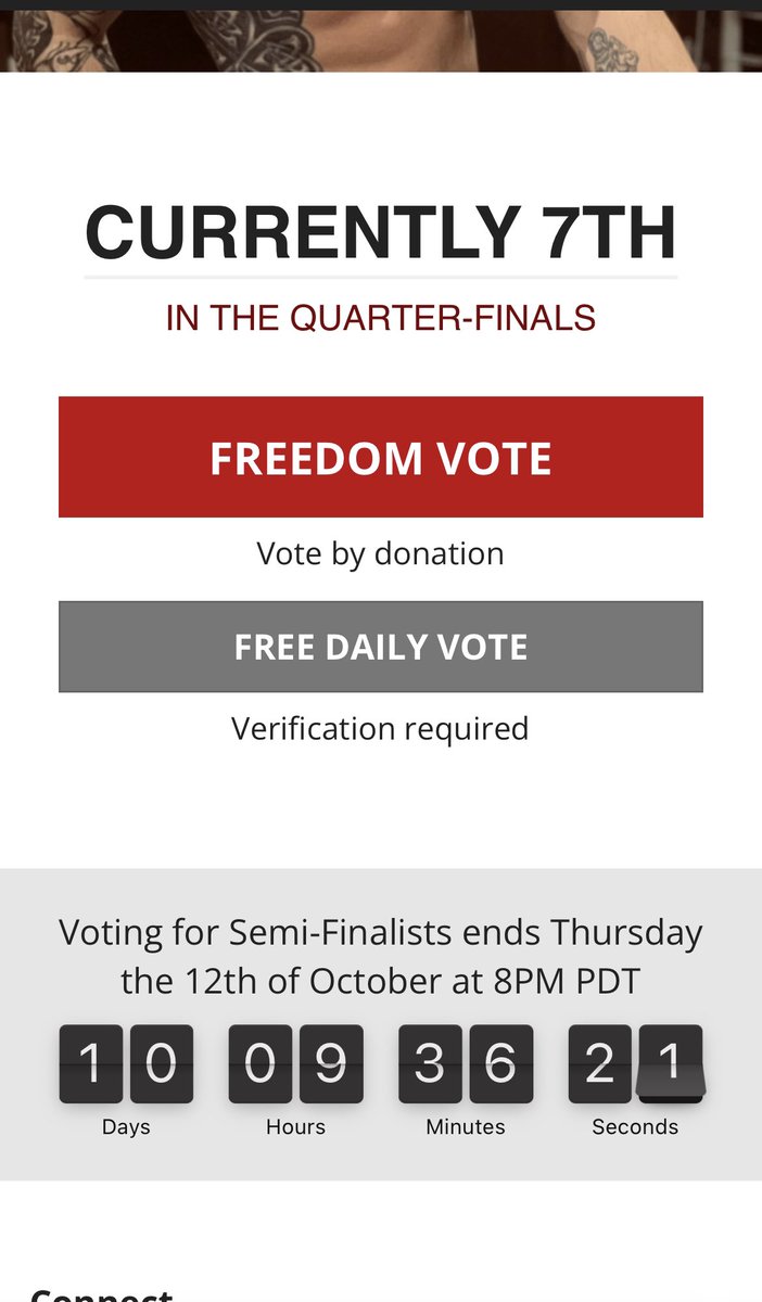 Tat2_Rider's tweet photo. VOTING IS NOW OPEN. PLEASE GO VOTE!!!! Going to need all the support I can get these next rounds…

https://t.co/CwefJoMbkm https://t.co/vZ4GBapKMy