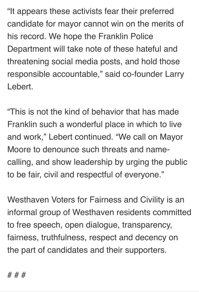 PhilNvestigates's tweet photo. So a Westhaven group, headed by @MikeBattistelli, says @NC5’s efforts to report on @HansonforMayor’s fabrications is “harassing and bullying,” calls on her opponents to be nicer. 1/ https://t.co/Ae626Xdqev