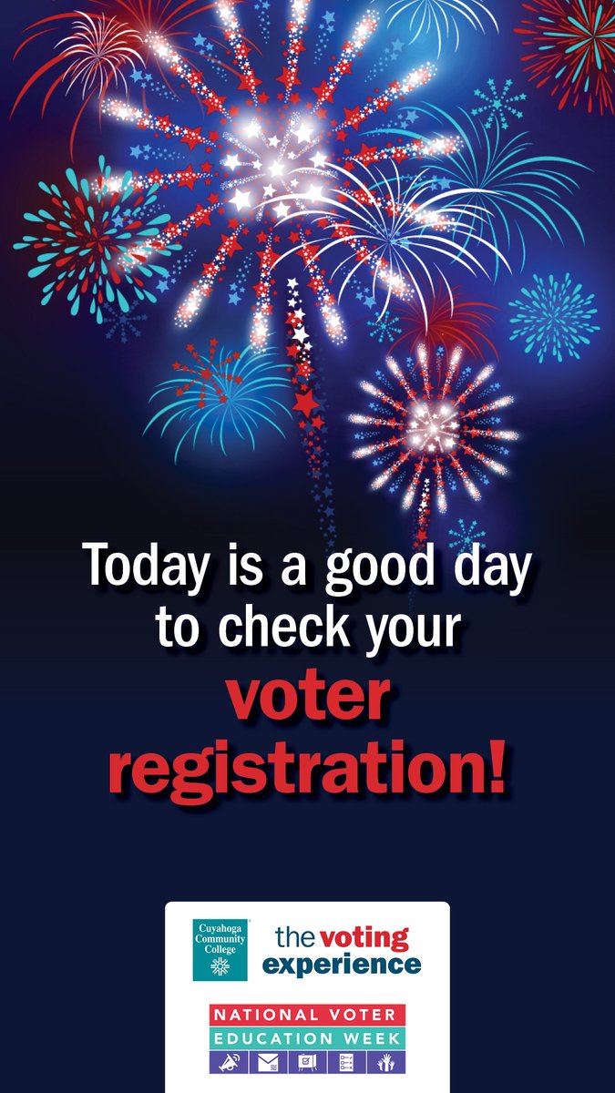 TriCedu's tweet photo. It’s National Voter Education Week, and Tri-C is a proud partner in this nationwide effort. Day one is all about registration — the first step in becoming a voter. Learn more at https://t.co/TZv3k2i2qh. #TriCVotes #VoteReady https://t.co/UMDCFYoMnr