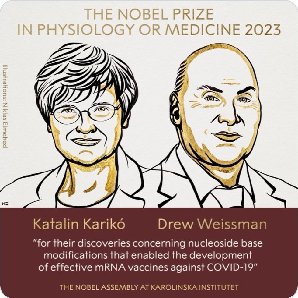 Congratulations to <a href="/kkariko/">Katalin Kariko</a> and <a href="/WeissmanLab/">The Drew Weissman Lab</a> for being awarded with the <a href="/NobelPrize/">The Nobel Prize</a> in Physiology or Medicine 2023. Hosting you <a href="/MBRUniversity/">MBRU</a> last week was an honour and your presentations were truly inspiring. <a href="/Penn/">Penn</a> <a href="/SuMBHG/">Division of Molecular Biology and Human Genetics</a> #mRNA #cov