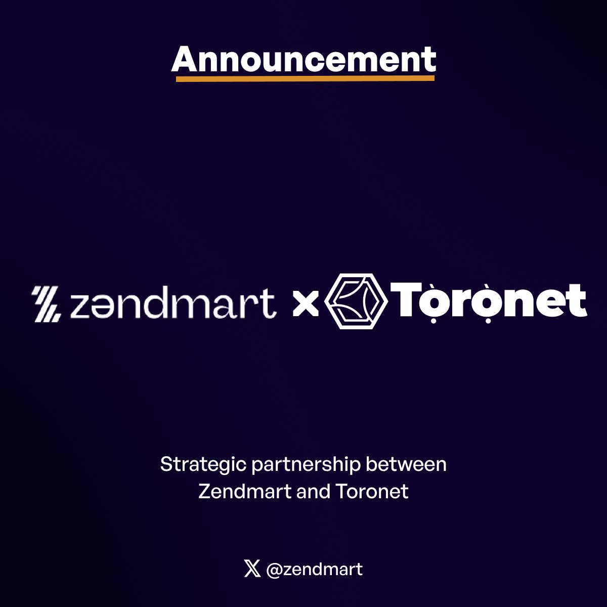 zendmart's tweet photo. We're thrilled to announce our partnership with @toronet. With this collaboration, we are integrating the Toronet blockchain into our platform, allowing users to purchase products seamlessly. #Zendmart #TóróNet https://t.co/HEEq1ygzkd