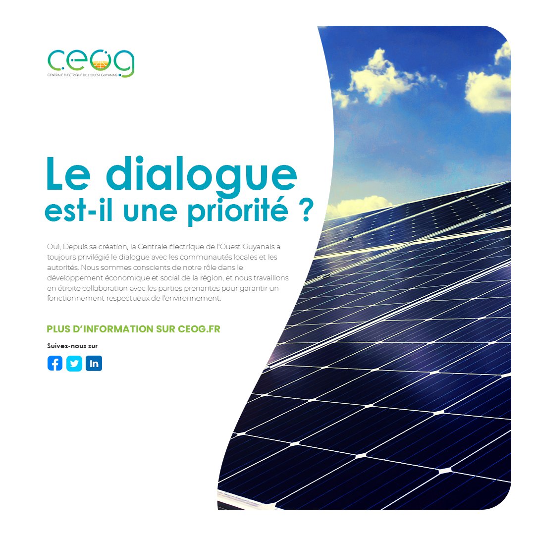 Pour en savoir plus sur la CEOG, consultez dès maintenant : 📷 ceog.fr/le-projet 📷 Twitter : @CEOG_973 📷 LinkedIn : @CEOG #ceog #electricite #energie #hydrogene #eau #electricitedurable #environnement #protection #environnementale