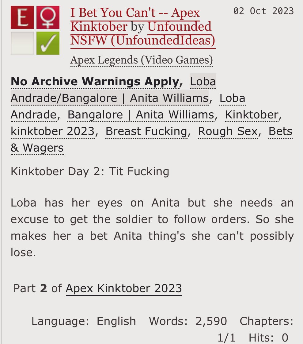 Kinktober day 2: tit fucking staring Lobalore!

archiveofourown.org/works/50506312