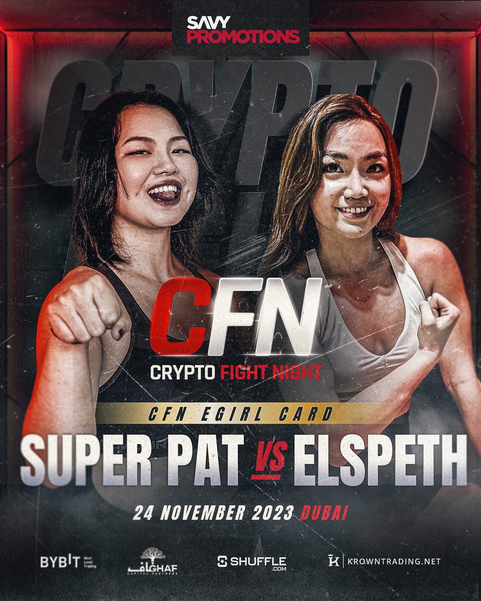 FIRST EVER E-GIRL FIGHT! 🚨 @0xsuperpat 🆚 @SnorlexZZZ Both fighters will  be making their promotional debut on November 24th in a fight that is sure  to be full of entertainment! Stay tuned