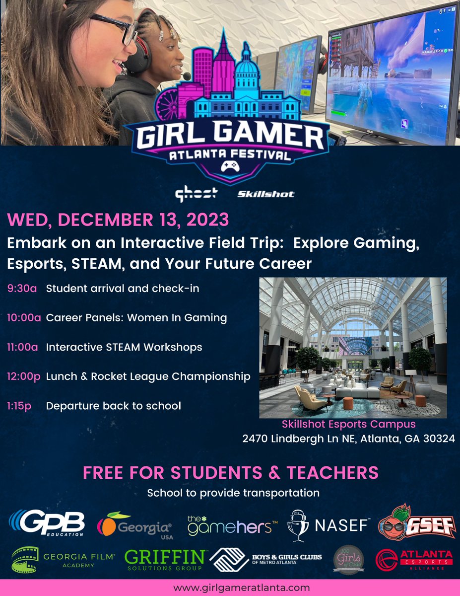beat_botics's tweet photo. 🎮 ATL educators, join us Dec 13th for a field trip to Girl Gamer Festival at Skillshot Media! 🕹️ Explore esports at the Summit and DreamHack during Georgia Game Week. 🌟📚 #EduGaming #GirlGamerFest #GeorgiaGameWeek 

https://t.co/gFUkNLj0Pp https://t.co/KNqKu17BWB