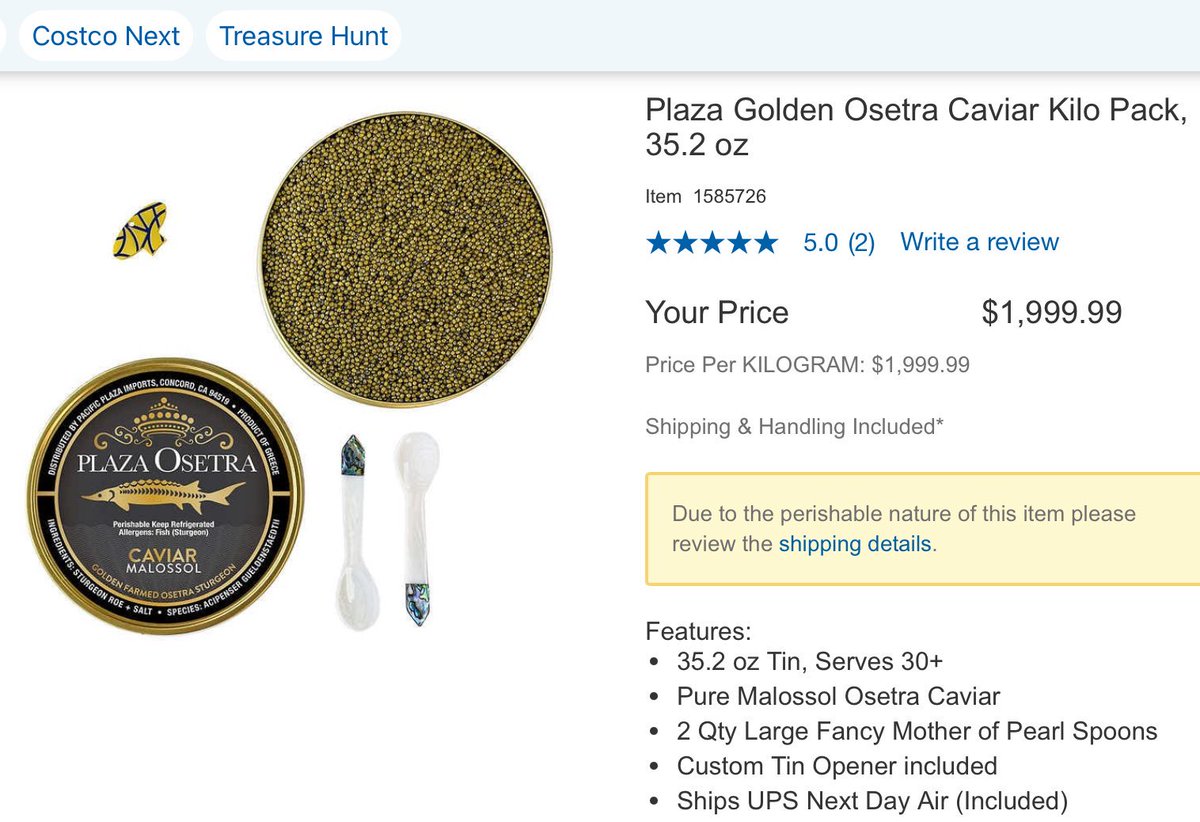 $2k caviar at your local grocery store Costco , Is this a treasure hunt worth dipping