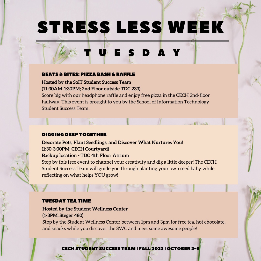 GradCollegeUC's tweet photo. Join @UC_CECH and @CECHSSC in celebrating #StressLessWeek with amazing FREE events for students all week long! Your mental health matters - take a break and recharge! https://t.co/PJG4t055Q4