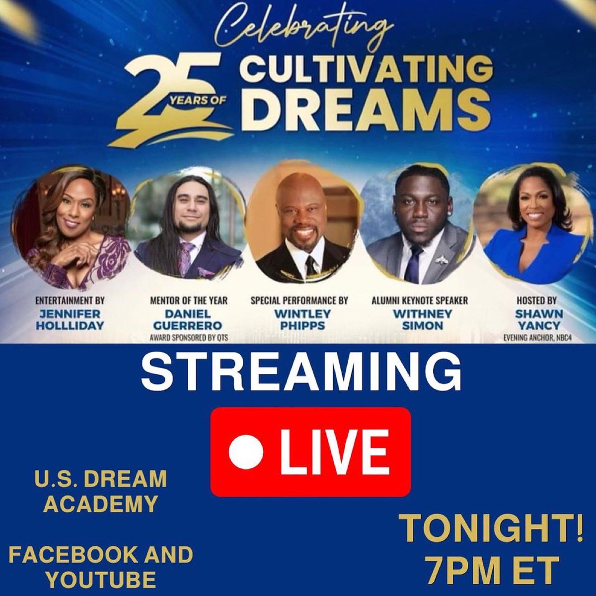 TONIGHT IS THE NIGHT! 

#DreamGala23

If you aren’t with us in person, be sure to tune in to the livestream on Facebook or YouTube! It’s the Power Of A Dream Gala: Celebrating 25 Years of Cultivating Dreams!

www.facebook.comUSDreamAcademy

#CultivatingDreams #PowerOfADream