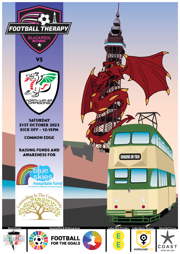 North Wales Dragons 🏴 (@nwalesdragons) on Twitter photo Next up for our Dragons Women's Recreational Football Team is a trip to #Blackpool to visit @BpoolftLadies where we will play another game for purpose.
A huge thank you to <a href="/peninkstudio/">Pen And Ink Studios</a> for another iconic poster to commemorate the meeting.
Looking forward to seeing everyone. Next up for our Dragons Women's Recreational Football Team is a trip to #Blackpool to visit @BpoolftLadies where we will play another game for purpose.
A huge thank you to <a href="/peninkstudio/">Pen And Ink Studios</a> for another iconic poster to commemorate the meeting.
Looking forward to seeing everyone.
