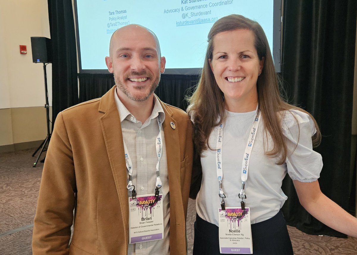 Noellerson's tweet photo. It’s a @ualbany #Rockefeller reunion at @NYSchoolSupts #Fallsummit. Happy to cross paths with @fessland as we talk all things edu-policy. https://t.co/6yXmZPfwT1