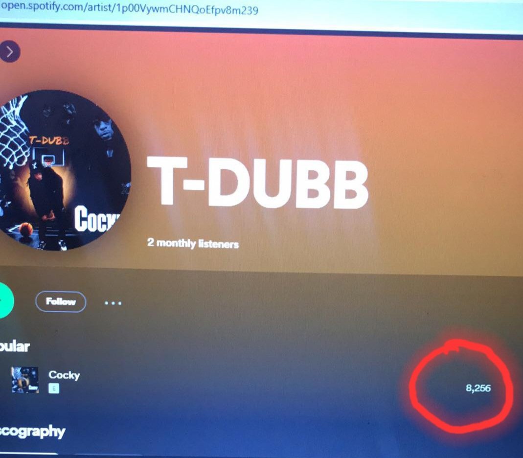 tdubb757's tweet photo. My label has my single called "Cocky" on Spotify jumping right now! 8000+ in less than 24 hours. All Organic Traffic. This is what happens when you have major promotions/advertisements behind you! Yesterday was the 1st day it went live on the promo side. https://t.co/K0MKNDEk4R