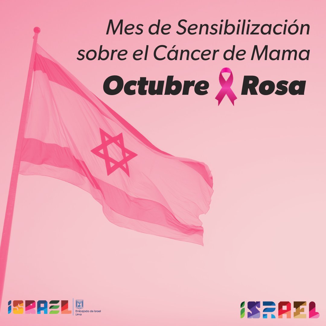 IsraelinPeru's tweet photo. Al iniciarse el mes de octubre, desde la Embajada de Israel en Perú, nos sumamos al  #OctubreRosa, el mes de sensibilización sobre el Cáncer de Mama.
Cada año se producen más de 2 millones de casos nuevos. Juntos podemos sensibilizar, concientizar, prevenir y salvar vidas. https://t.co/e4FrI0xnuz