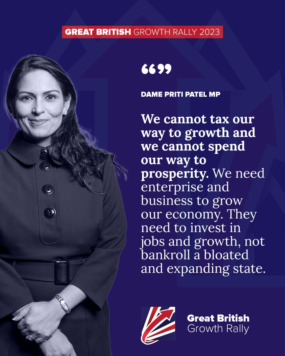 ConsGrowthGroup's tweet image. Let's Make Britain Grow Again #MBGA

💬 @pritipatel