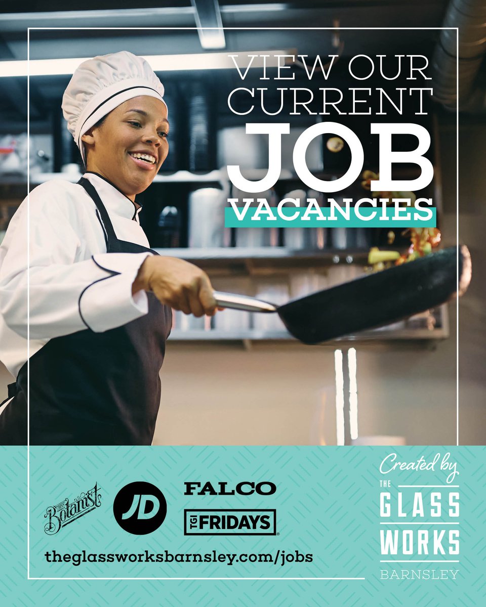We currently have a range of exciting roles available at The Glass Works.

For full details and to apply click here: bit.ly/theglassworksj…

Know someone who might be interested? Make sure to tag them.

#CreatedByTheGlassWorks #TheGlassWorks #Barnsley #Jobs #BarnsleyJobs