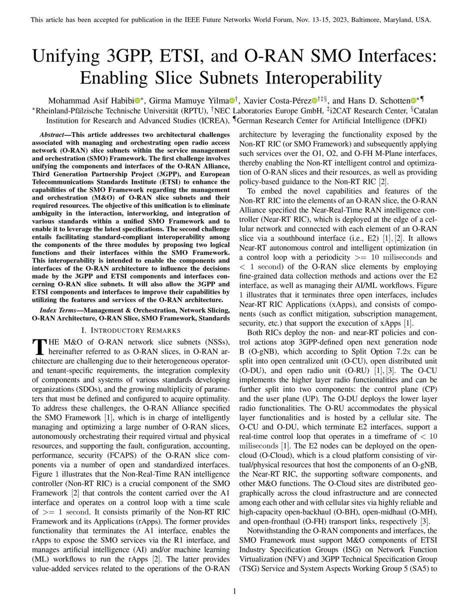 AsifHabibi's tweet photo. We are pleased to announce that our paper has been accepted for publication at the @IEEEorg #FNWF23 in MD, #USA. In this article, we unify the components of the @3GPPLive, @ETSI_STANDARDS, &amp; #ORAN. 📖🎊
#ScienceTwitter #AcademicTwitter #AcademicChatter #PhDchat #PhDVoice @ComSoc https://t.co/1nFtY6D2Dv