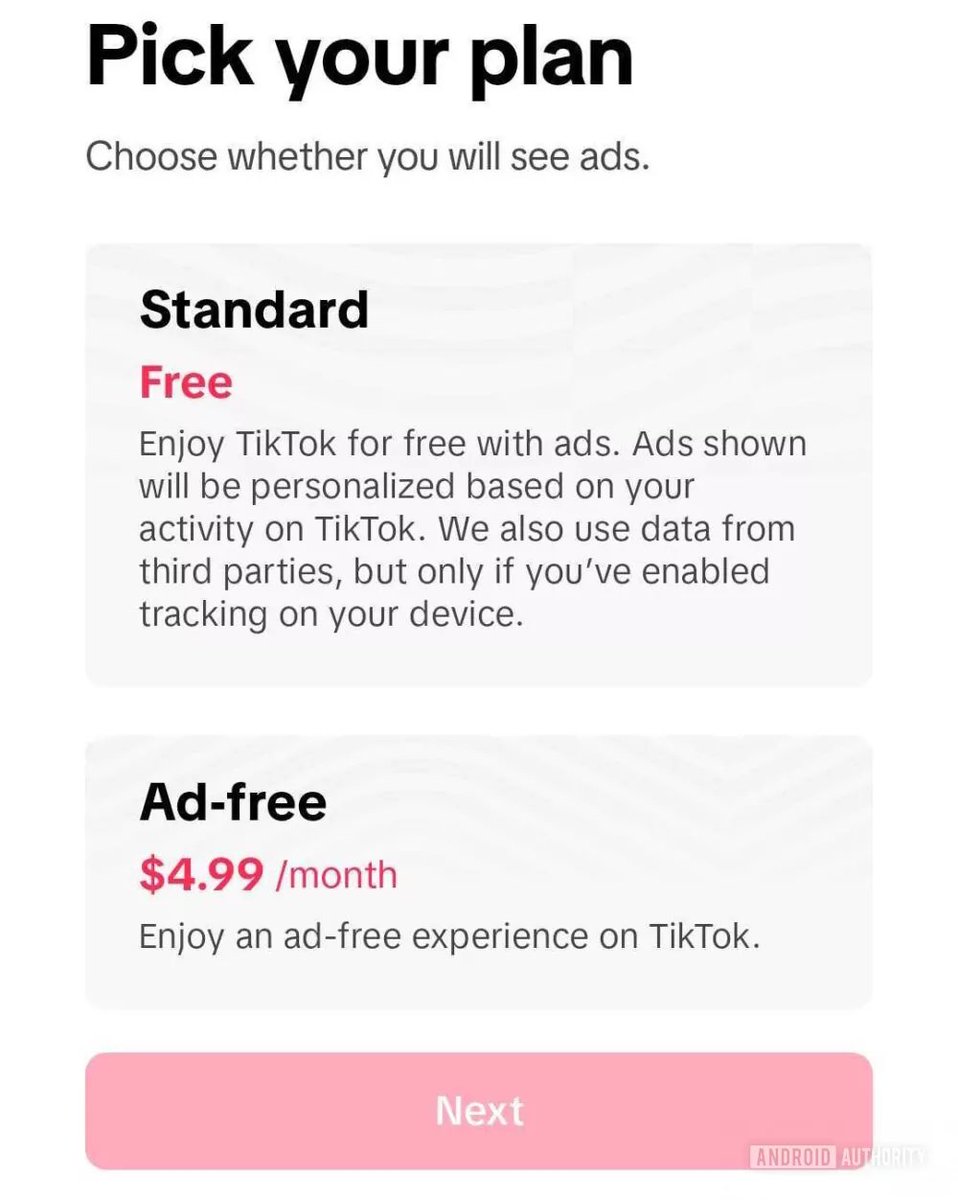 MattNavarra's tweet image. WOAH...! TikTok is testing a $4.99 ad-free monthly subscription plan androidauthority.com/tiktok-testing…
