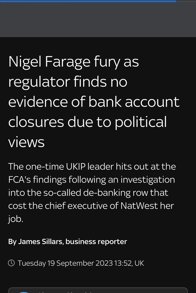 Disappointing it hear Jeremy Hunt, The Chancellor, imply that Nigel Farage had his Coutts bank account closed for his political beliefs. 

That is not true:

#CPC23