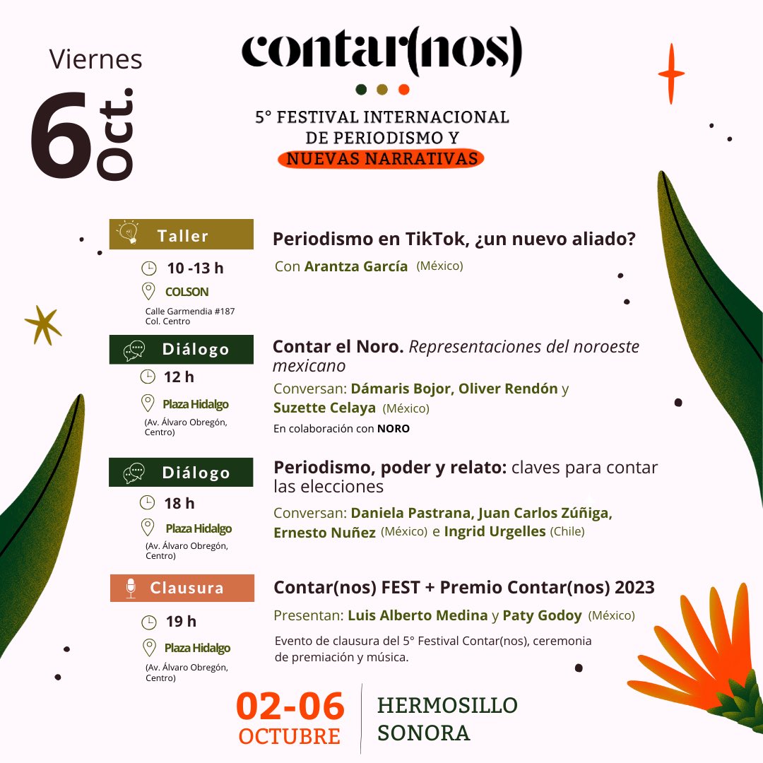 ContarnosMx's tweet photo. @martin_caparros @EileenTruax @TECcampusSON @unikino @VaniaPigeonutt @marcelaturati @aranhera @SoyUnison @leunamlc @astridarellanoo @DanielaReyes095 @anamgamboac @im_samedi @ElSabuesoAP @DanielareaRea @raquelzapien @danielapastrana @catalinapordios @VolcanicasRev Y para cerrar esta edición de aniversario tendremos la premiación de nuestra segunda edición del Premio #ContarnosMx y el premio especial @ProyectoPuente 🏆
¡Estamos muy emocionadas de todo lo que este año tenemos para compartir con ustedes! Nos vemos en el desierto 🌵 🎉 https://t.co/huNhi3oy4I