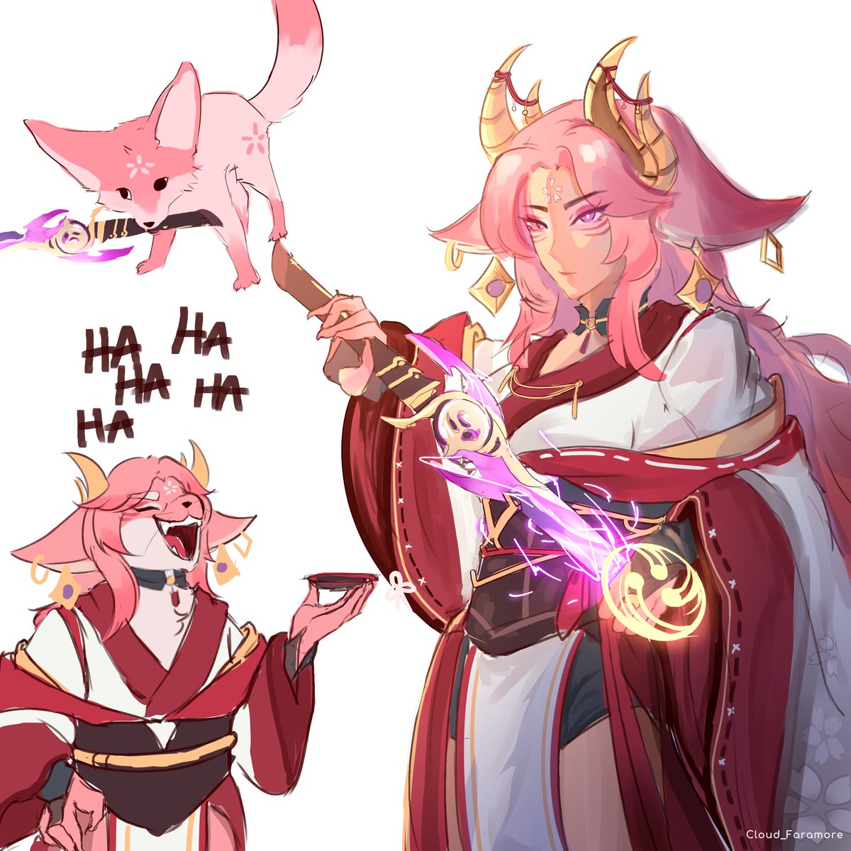 *fights art block*
Here's a fox dragon or something

#YaeMiko