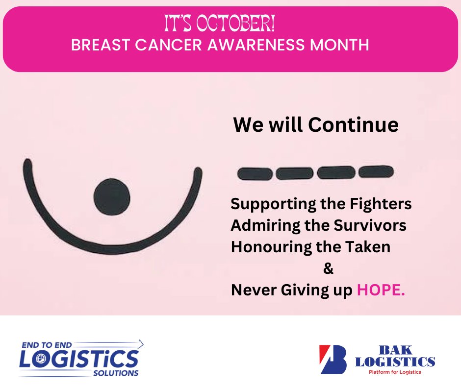 bak_logistics's tweet photo. Let's Be Aware
#October 
#BreastCancerAwareness https://t.co/Ik6A4rNUCx