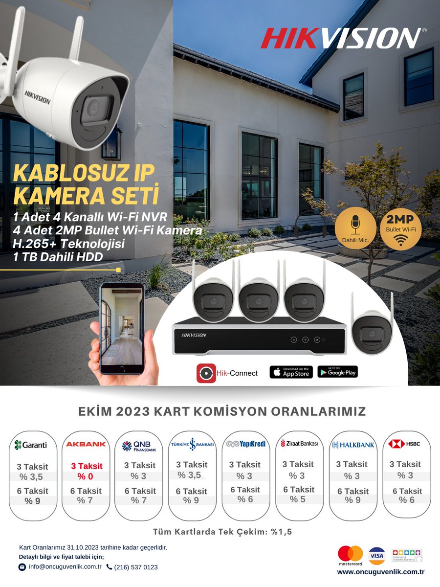 Ekim 2023 Kart Komisyon Oranlarımız
#oncuguvenlik #hikvision