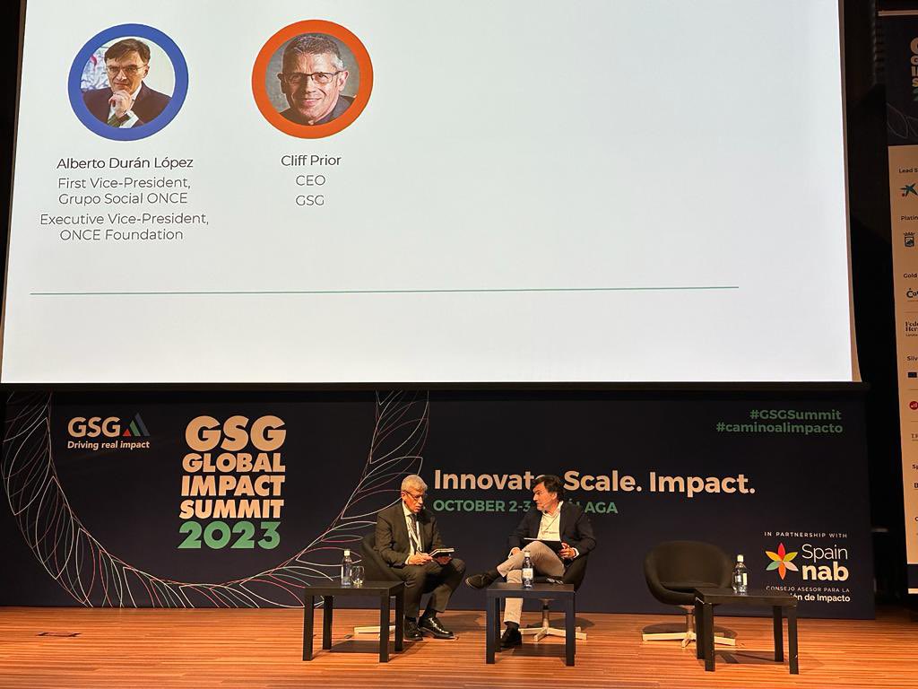 JavierManeken's tweet image. « Nothing about persons with disabilities without persons with disabilities » also in social impact investment! @ALBERT_RIALTAS presents the model of @GrupoSocialONCE as a major actor creating opportunities for persons with disabilities in Spain #GSGSummit #caminoalimpacto