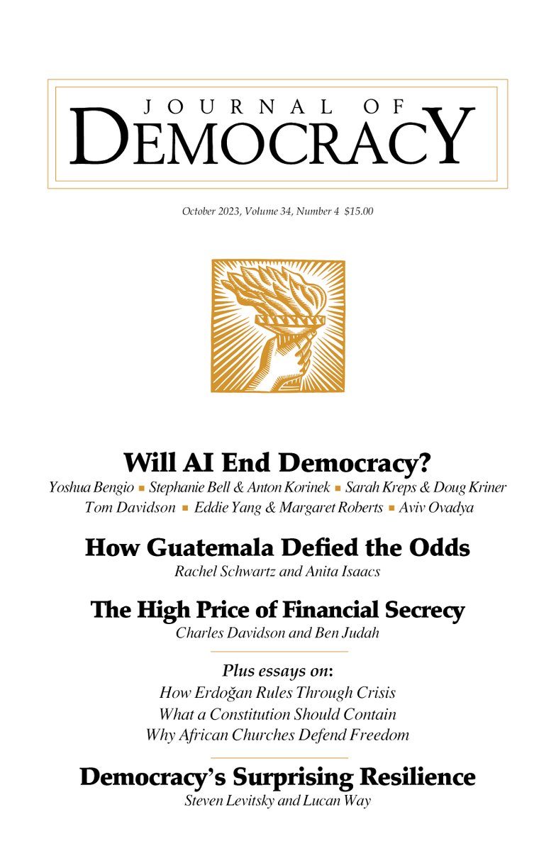 ‼️ ICYMI: the October issue of @jodemocracy is out now! ‼️ Read it FREE (through October 30th) here: muse.jhu.edu/issue/51164