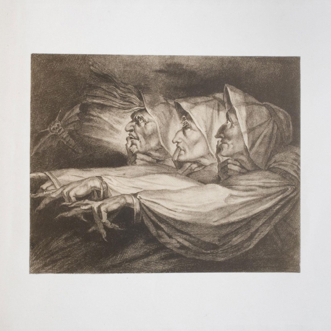Oh, look. Another glorious morning… We're ready for spooky season at the PMA 👻🎃 “The Three Witches from Macbeth,” 19th century, British- After Henry Fuseli