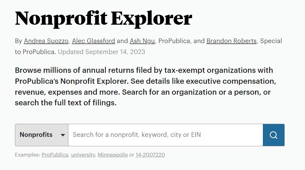 It's Monday morning and there's no better time to talk about the massive leaps forward our Nonprofit Explorer tool has made recently! 🎉projects.propublica.org/nonprofits/ 1/x