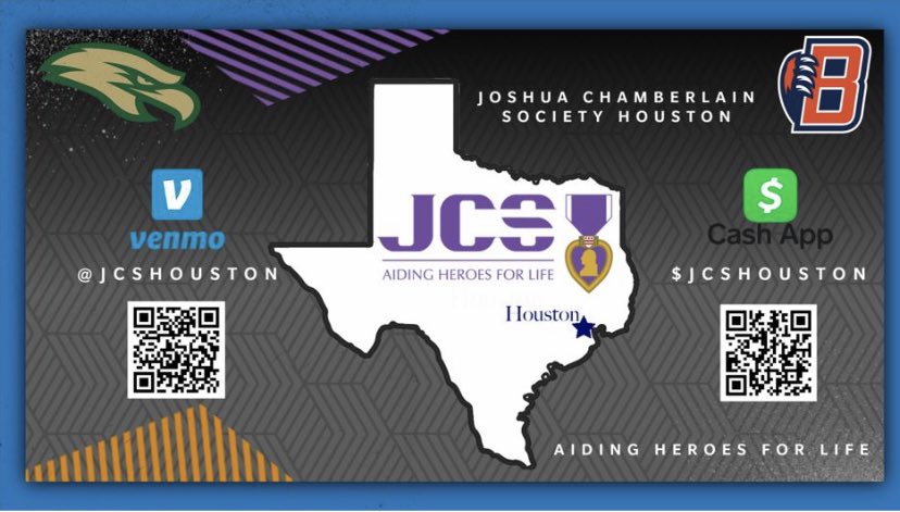 BridgelandFB's tweet photo. This weeks game vs Cy Falls is Military Appreciation Night.   We are working with the Johnson Chamberlain Society, a LOCAL charity that supports our local heroes in need.   If interested in donating to help raise money please see the graphic below.  Go Bears! https://t.co/BjO80bKkk6