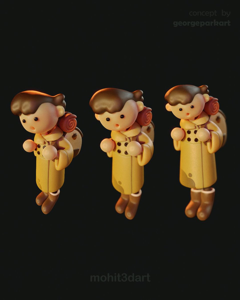 mohit3dart's tweet photo. 📒🍂 • 3d rendition of a character from the character design series "Way Back Home" by @georgeparkart • #b3d https://t.co/chGvJq61o8