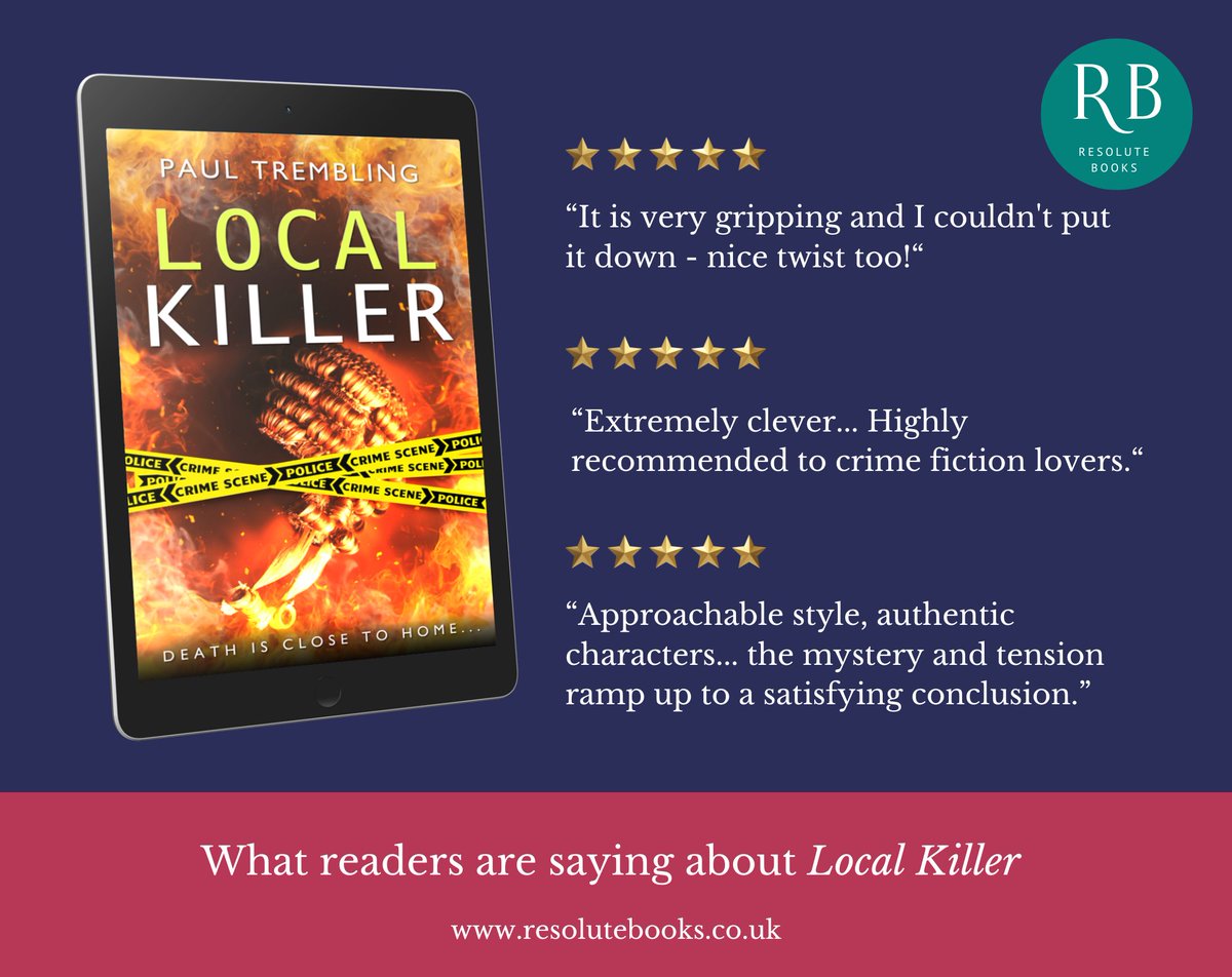 ResoluteBooks's tweet photo. What readers are saying about #localkiller by our amazing author, @paul_trembling:
***** 'It is very gripping and I couldn't put it down - nice twist too!'
***** 'Extremely clever. Highly recommended to crime fiction lovers.'
***** 'Approachable style, authentic characters...' https://t.co/4rddgWtFkD