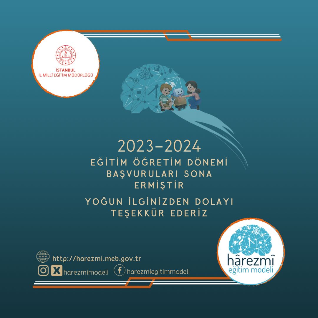 2023-2024 Eğitim Öğretim yılı il içi ve il dışı başvuru sürecimiz tamamlanmıştır. Yoğun ilgi gösteren tüm okullarımıza teşekkür ediyoruz.
<a href="/istanbulilmem/">İstanbul İl Millî Eğitim Müdürlüğü</a> <a href="/MucahitYentur/">Murat Mücahit Yentür</a> <a href="/DilekMaden11/">Dilek Maden</a> <a href="/ist_arge/">İSTANBUL MEM AR-GE</a>
