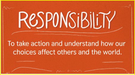 Our focus this month is on Responsibility! This is a big word, but an important one. Responsibility means taking action and understanding the impact of our choices. This can mean lots of things, but mostly it’s about choosing actions that lead to good outcomes. #responsibility💚