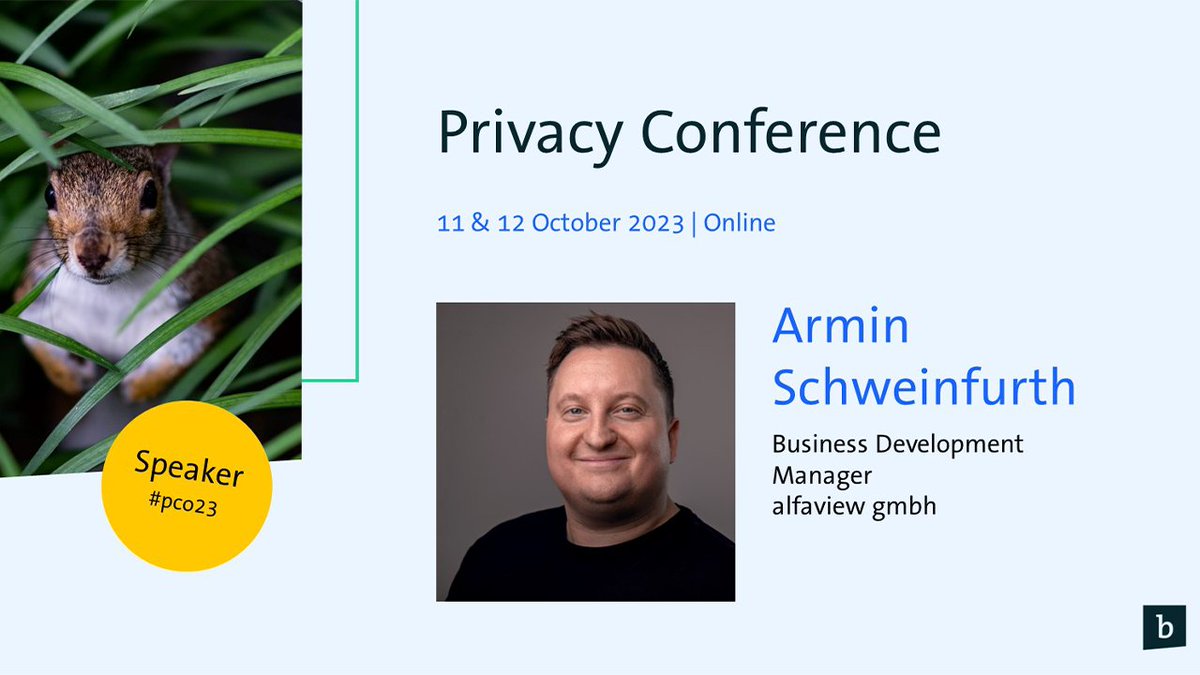 alfaviewGermany's tweet image. 📅 Armin Schweinfurth wird am 12.10.2023 auf der #PrivacyConference von @Bitkom darüber sprechen, wie sich #alfaview für die #digitaleSouveränität und #Datenschutz einsetzt. 

Kostenlose Online-Tickets gibt es unter privacy-conference.com/tickets

#pco23 #worknew