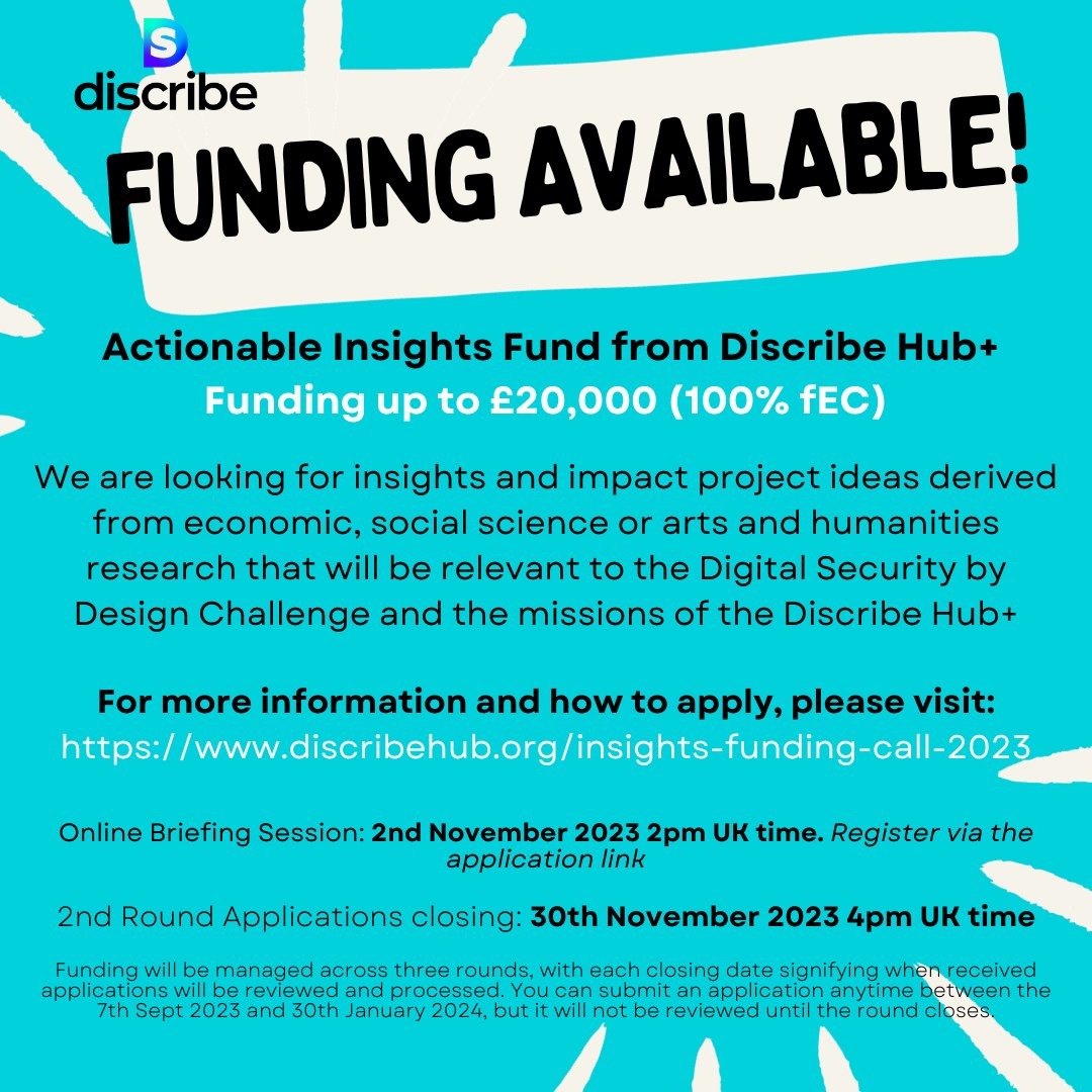 📣 We have funding available! 📣 👉 Are you interested in working on a project that looks at the challenges around how a new technology comes to market? 📝 Follow the link here for more details and to apply: discribehub.org/insights-fundi…