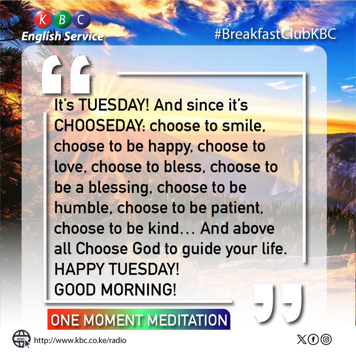 Your Tuesday morning Moment of meditation ^PMN #BreakfastClubKBC