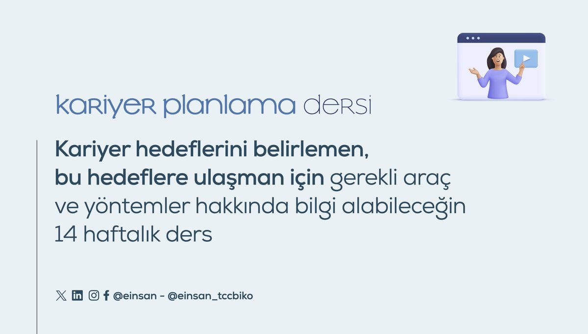2023-2024 Eğitim Öğretim Yılı hayırlı olsun. 🌟

Kariyer yolculuğun boyunca ihtiyaç duyabileceğin içerikleri senin için derledik. Göz atmayı unutma! 🔗 onelink.to/e-insan

@tccbiko <a href="/yetenekapisi/">Yetenek Kapısı</a> <a href="/ytnktv/">YTNK TV</a>